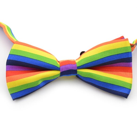 New Rainbow Gay Pride Adjustable Bow Tie Men Boy - Picture 2 of 5